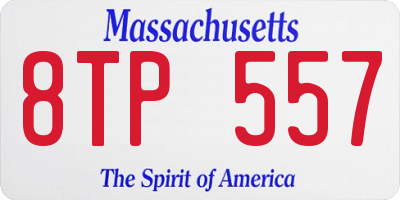 MA license plate 8TP557