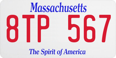 MA license plate 8TP567
