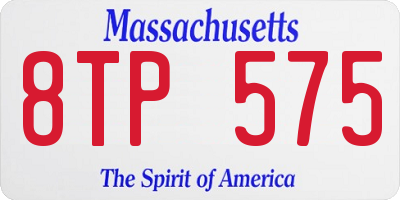 MA license plate 8TP575