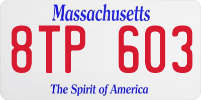 MA license plate 8TP603