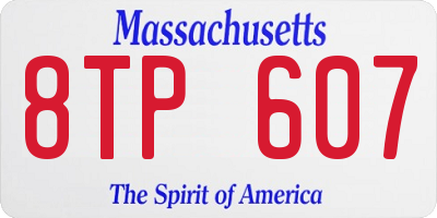 MA license plate 8TP607