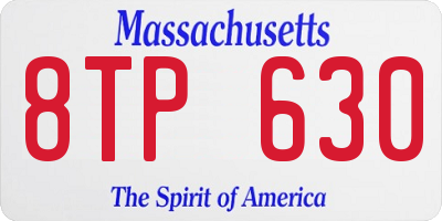 MA license plate 8TP630