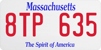 MA license plate 8TP635
