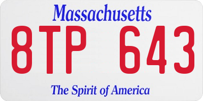 MA license plate 8TP643