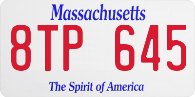 MA license plate 8TP645