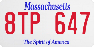 MA license plate 8TP647