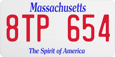 MA license plate 8TP654