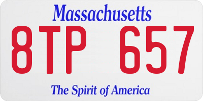 MA license plate 8TP657