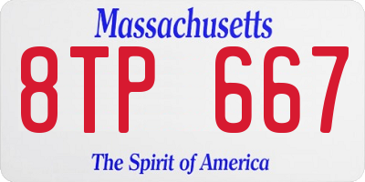 MA license plate 8TP667