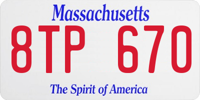 MA license plate 8TP670