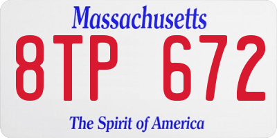 MA license plate 8TP672