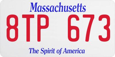 MA license plate 8TP673