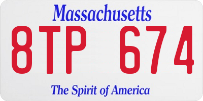 MA license plate 8TP674