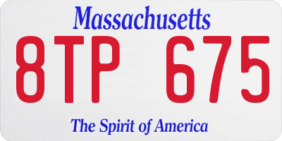 MA license plate 8TP675