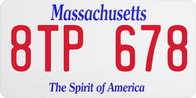 MA license plate 8TP678
