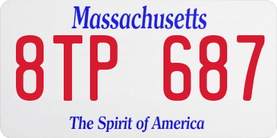MA license plate 8TP687