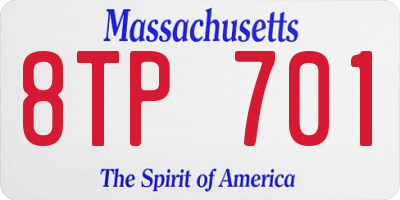 MA license plate 8TP701