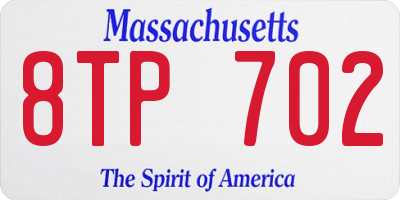 MA license plate 8TP702