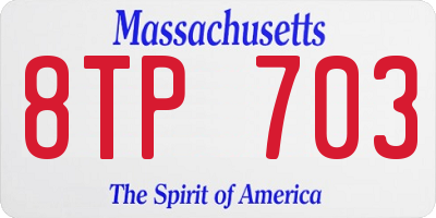 MA license plate 8TP703