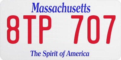 MA license plate 8TP707