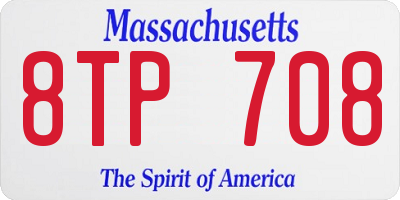 MA license plate 8TP708