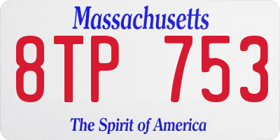 MA license plate 8TP753