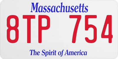 MA license plate 8TP754
