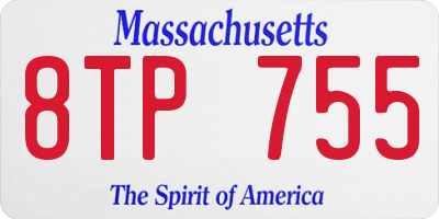 MA license plate 8TP755