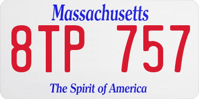 MA license plate 8TP757