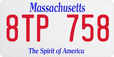 MA license plate 8TP758