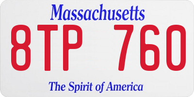 MA license plate 8TP760