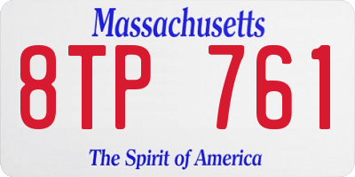 MA license plate 8TP761