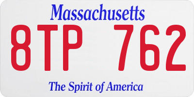 MA license plate 8TP762