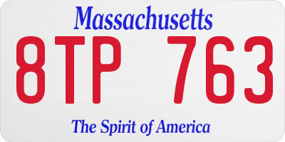 MA license plate 8TP763