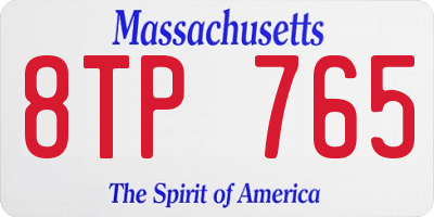 MA license plate 8TP765