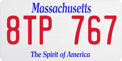 MA license plate 8TP767