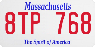MA license plate 8TP768