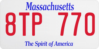 MA license plate 8TP770
