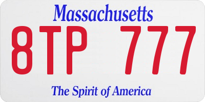 MA license plate 8TP777