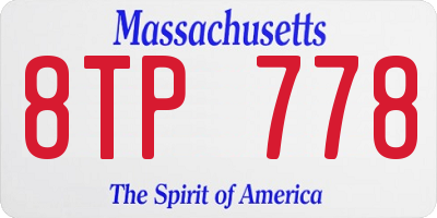 MA license plate 8TP778