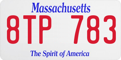 MA license plate 8TP783