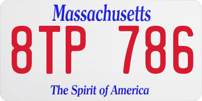 MA license plate 8TP786