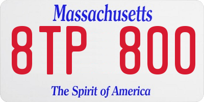 MA license plate 8TP800