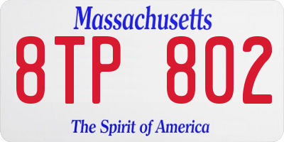 MA license plate 8TP802