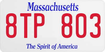 MA license plate 8TP803