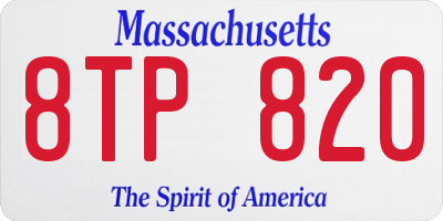MA license plate 8TP820