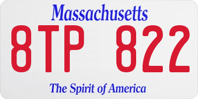 MA license plate 8TP822