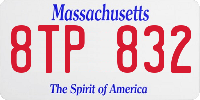 MA license plate 8TP832