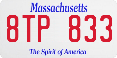 MA license plate 8TP833