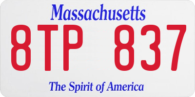 MA license plate 8TP837